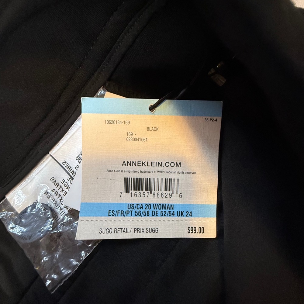 Anne Klein Plus Size 20W Black Straight Leg Dress Pants NWT 10626184-169 Career - Picture 8 of 16